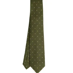 CRAVATTA SARTORIALE 7 PIEGHE IN SETA VERDE OLIVA Microfantasia fiore