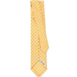 CRAVATTA SARTORIALE 9 PIEGHE IN SETA GIALLA Microfantasia fiore