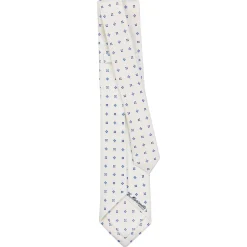 CRAVATTA SARTORIALE 9 PIEGHE IN SETA BIANCA Microfantasia fiore