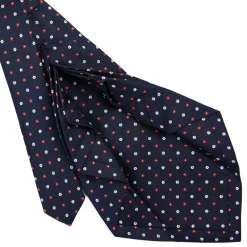 CRAVATTA SARTORIALE 9 PIEGHE IN SETA BLU SCURO Microfantasia fiore