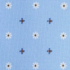 CRAVATTA SARTORIALE 5 PIEGHE IN SETA AZZURRA Microfantasia fiore