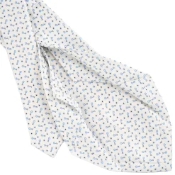 CRAVATTA SARTORIALE 5 PIEGHE IN SETA BIANCA Microfantasia fiore