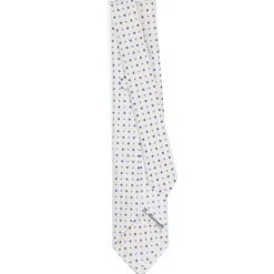 CRAVATTA SARTORIALE 5 PIEGHE IN SETA BIANCA Microfantasia fiore