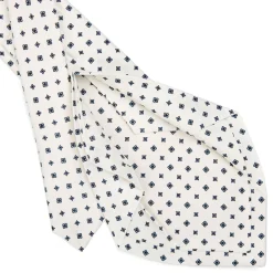 CRAVATTA SARTORIALE 5 PIEGHE IN SETA BIANCA Microfantasia fiore