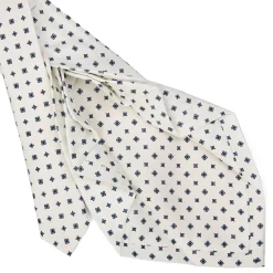 CRAVATTA SARTORIALE 9 PIEGHE IN SETA BIANCA Microfantasia fiore
