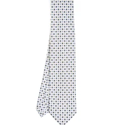 CRAVATTA SARTORIALE 7 PIEGHE IN SETA BIANCA Microfantasia fiore