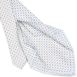 CRAVATTA SARTORIALE 5 PIEGHE IN SETA BIANCA Microfantasia fiore