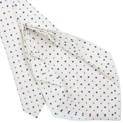 CRAVATTA SARTORIALE 9 PIEGHE IN SETA BIANCA Microfantasia fiore