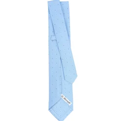 CRAVATTA SARTORIALE 7 PIEGHE IN SETA AZZURRA Microfantasia fiore