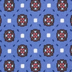 CRAVATTA SARTORIALE 9 PIEGHE IN SETA AZZURRO POLVERE Microfantasia fiore