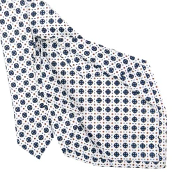 CRAVATTA SARTORIALE 5 PIEGHE IN SETA BIANCA Microfantasia fiore