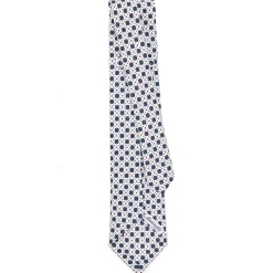 CRAVATTA SARTORIALE 5 PIEGHE IN SETA BIANCA Microfantasia fiore