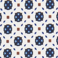 CRAVATTA SARTORIALE 5 PIEGHE IN SETA BIANCA Microfantasia fiore