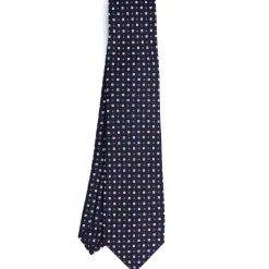 CRAVATTA SARTORIALE 5 PIEGHE IN SETA BLU SCUROMicrofantasia fiore