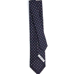 CRAVATTA SARTORIALE 5 PIEGHE IN SETA BLU SCUROMicrofantasia fiore