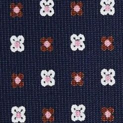 CRAVATTA SARTORIALE 5 PIEGHE IN SETA BLU SCUROMicrofantasia fiore