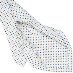 CRAVATTA SARTORIALE 5 PIEGHE IN SETA BIANCA Microfantasia fiore