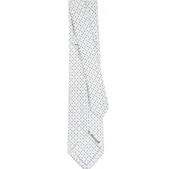 CRAVATTA SARTORIALE 5 PIEGHE IN SETA BIANCA Microfantasia fiore