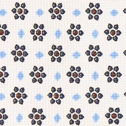CRAVATTA SARTORIALE 5 PIEGHE IN SETA BIANCA Microfantasia fiore