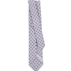 CRAVATTA SARTORIALE 5 PIEGHE IN SETA GRIGIO CHIARO Microfantasia fiore