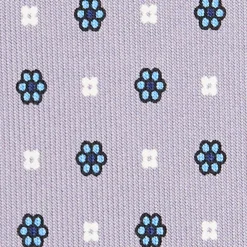 CRAVATTA SARTORIALE 5 PIEGHE IN SETA GRIGIO CHIARO Microfantasia fiore