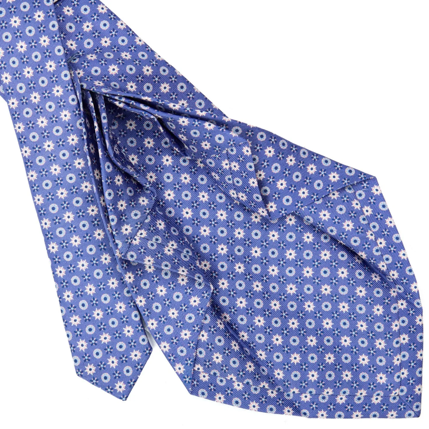 CRAVATTA SARTORIALE 9 PIEGHE IN SETA AZZURRO POLVERE Microfantasia fiore