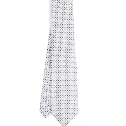 CRAVATTA SARTORIALE 9 PIEGHE IN SETA BIANCA Microfantasia fiore