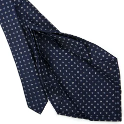CRAVATTA SARTORIALE 9 PIEGHE IN SETA BLU SCURO Microfantasia fiore