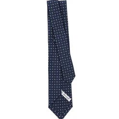 CRAVATTA SARTORIALE 9 PIEGHE IN SETA BLU SCURO Microfantasia fiore