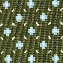 CRAVATTA SARTORIALE 9 PIEGHE IN SETA VERDE OLIVA Microfantasia fiore