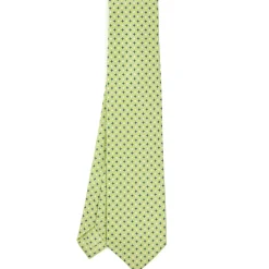CRAVATTA SARTORIALE 9 PIEGHE IN SETA VERDE CHIARO Microfantasia fiore