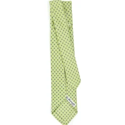 CRAVATTA SARTORIALE 9 PIEGHE IN SETA VERDE CHIARO Microfantasia fiore