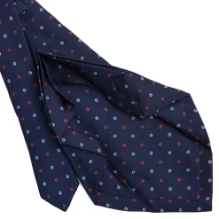 CRAVATTA SARTORIALE 7 PIEGHE IN SETA BLU SCURO Microfantasia fiore