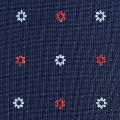 CRAVATTA SARTORIALE 7 PIEGHE IN SETA BLU SCURO Microfantasia fiore