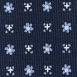 CRAVATTA SARTORIALE 5 PIEGHE IN SETA BLU SCUROMicrofantasia fiore