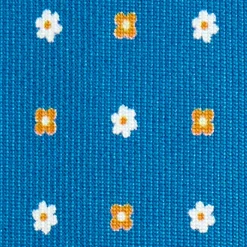 CRAVATTA SARTORIALE 9 PIEGHE IN SETA BLU MEDIO Microfantasia fiore