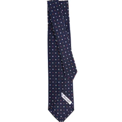 CRAVATTA SARTORIALE 9 PIEGHE IN SETA BLU SCURO Microfantasia fiore