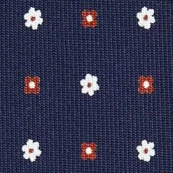 CRAVATTA SARTORIALE 9 PIEGHE IN SETA BLU SCURO Microfantasia fiore