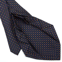 CRAVATTA SARTORIALE 9 PIEGHE IN SETA BLU SCURO Microfantasia fiore