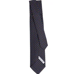 CRAVATTA SARTORIALE 9 PIEGHE IN SETA BLU SCURO Microfantasia fiore