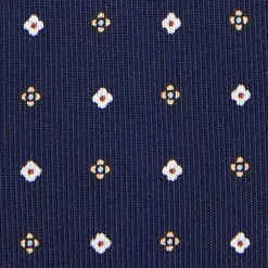 CRAVATTA SARTORIALE 5 PIEGHE IN SETA BLU SCUROMicrofantasia fiore