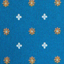 CRAVATTA SARTORIALE 5 PIEGHE IN SETA BLU MEDIO Microfantasia fiore