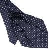 CRAVATTA SARTORIALE 9 PIEGHE IN SETA BLU SCURO Microfantasia fiore