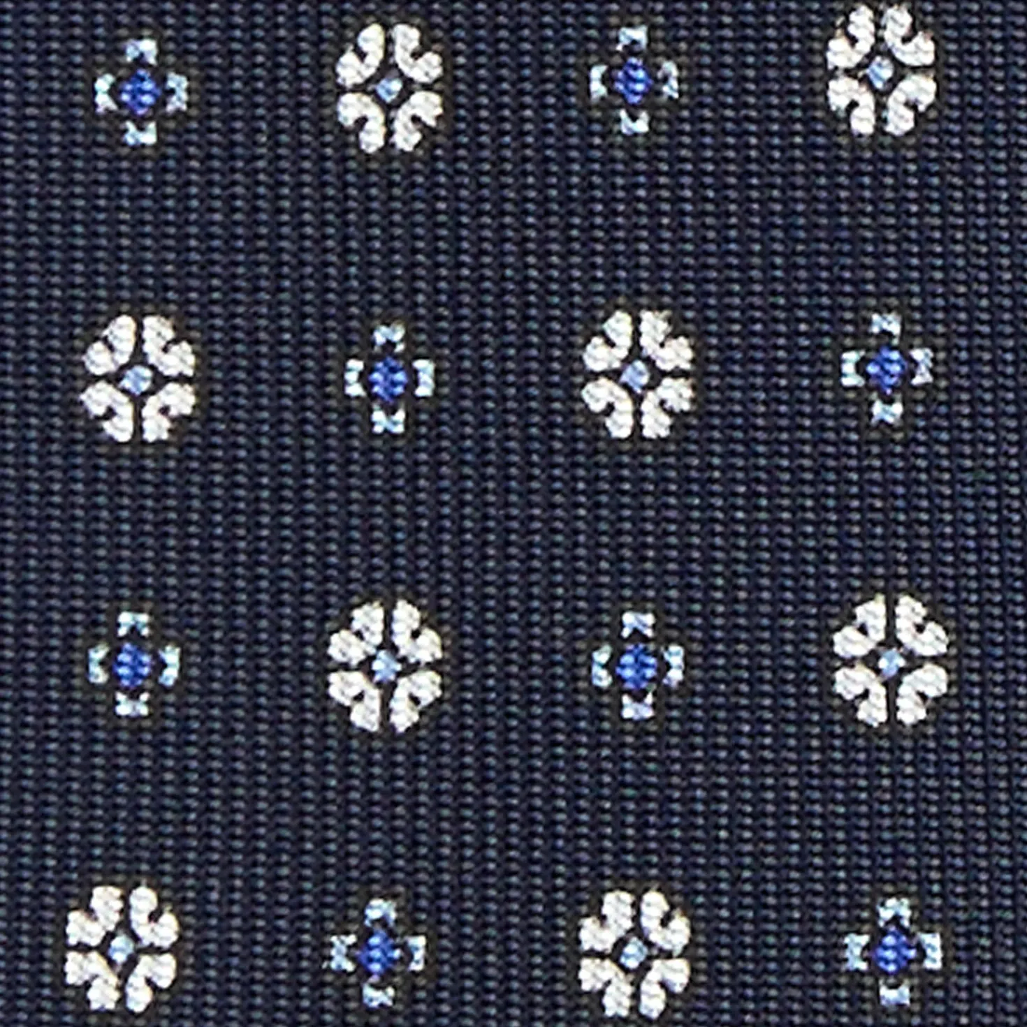 CRAVATTA SARTORIALE 9 PIEGHE IN SETA BLU SCURO Microfantasia fiore