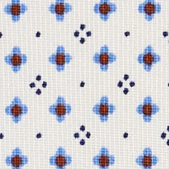 CRAVATTA SARTORIALE 5 PIEGHE IN SETA BIANCA Microfantasia fiore