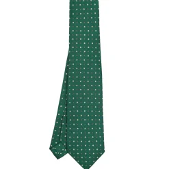 CRAVATTA SARTORIALE 5 PIEGHE IN SETA VERDE SCURO Microfantasia fiore