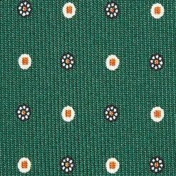CRAVATTA SARTORIALE 5 PIEGHE IN SETA VERDE SCURO Microfantasia fiore