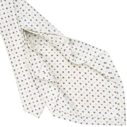 CRAVATTA SARTORIALE 7 PIEGHE IN SETA BIANCA Microfantasia fiore