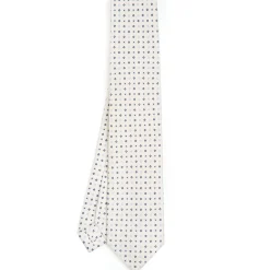 CRAVATTA SARTORIALE 7 PIEGHE IN SETA BIANCA Microfantasia fiore
