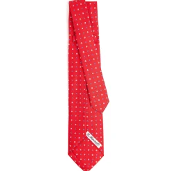 CRAVATTA SARTORIALE 9 PIEGHE IN SETA ROSSA Microfantasia fiore